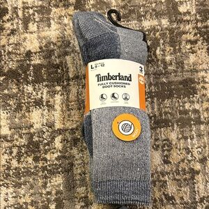 New Timberland Men's Blue Cushioned Boot Wool Socks. 3 Pairs